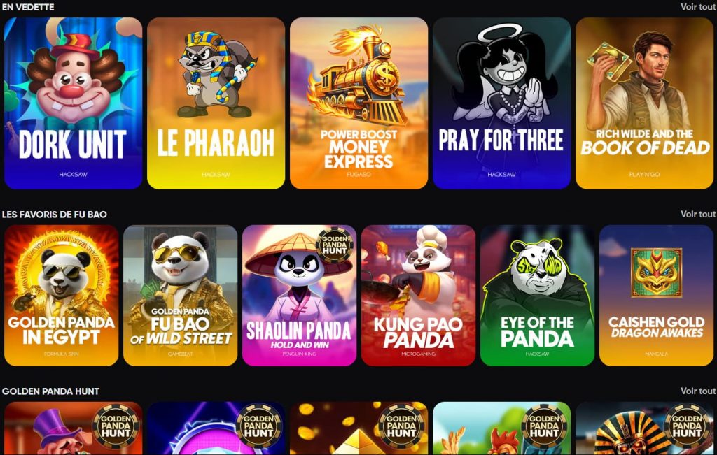 Lobby de jeux Golden Panda Casino